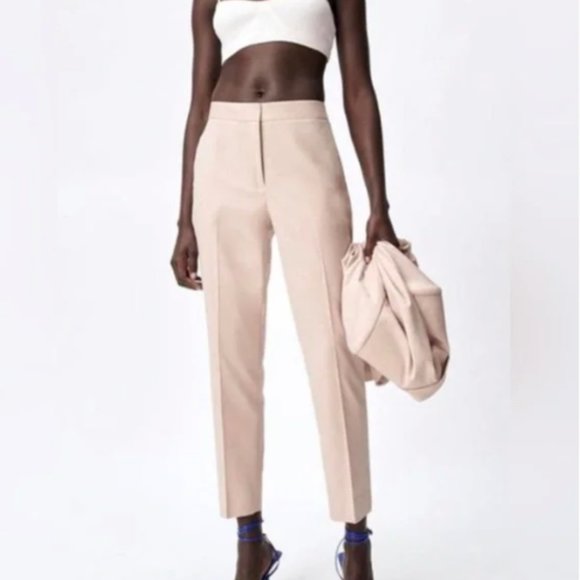 Zara Pants - Zara Cream Trousers with Black Detail on Back Size Medium